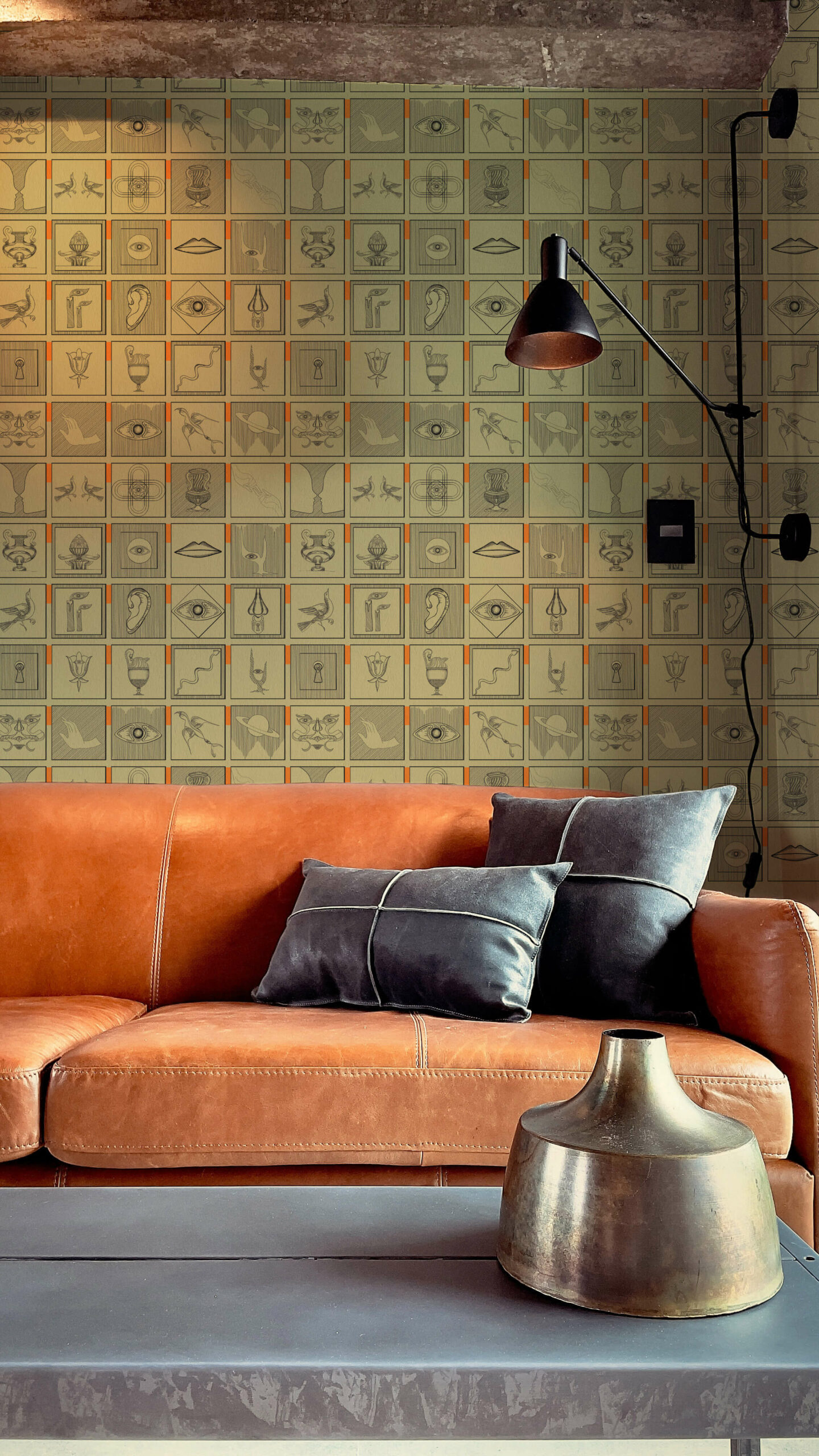 Alchemici-Te-verde-MaVoix-living-room-corner-detail-Wallpaper-collection-Racconti