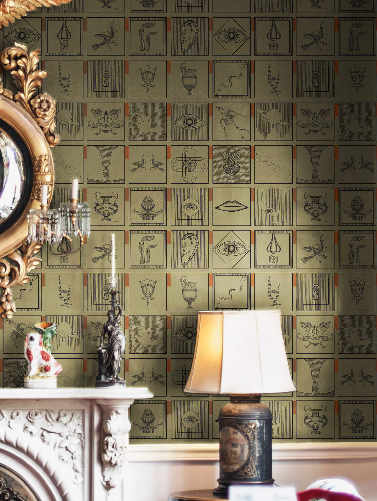 Alchemici-Te-verde-MaVoix-living-room-detail-Wallpaper-collection-Racconti