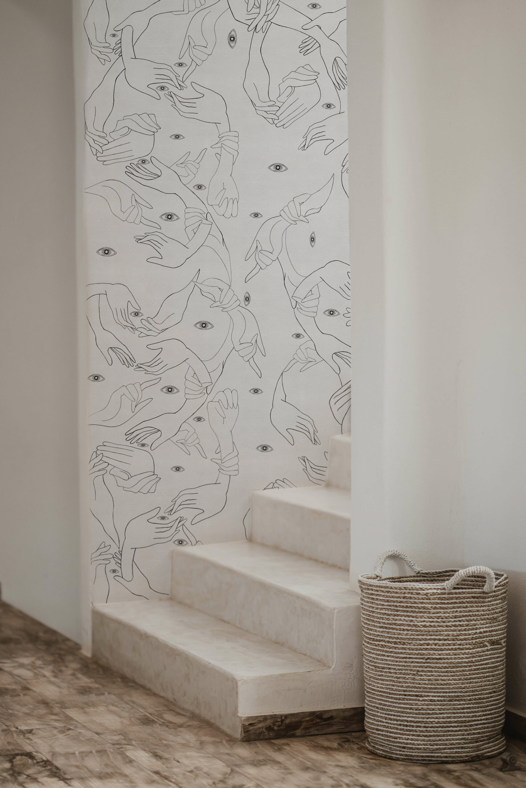 Wallpaper-Uno-Nessuno-Ecru-cotone-MaVoix-essential-line-entrance-decor