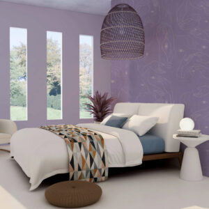 Carta-da-parati-Uno-Nessuno-Lavanda-digitale-MaVoix-essential-line-master-bedroom-interior-design