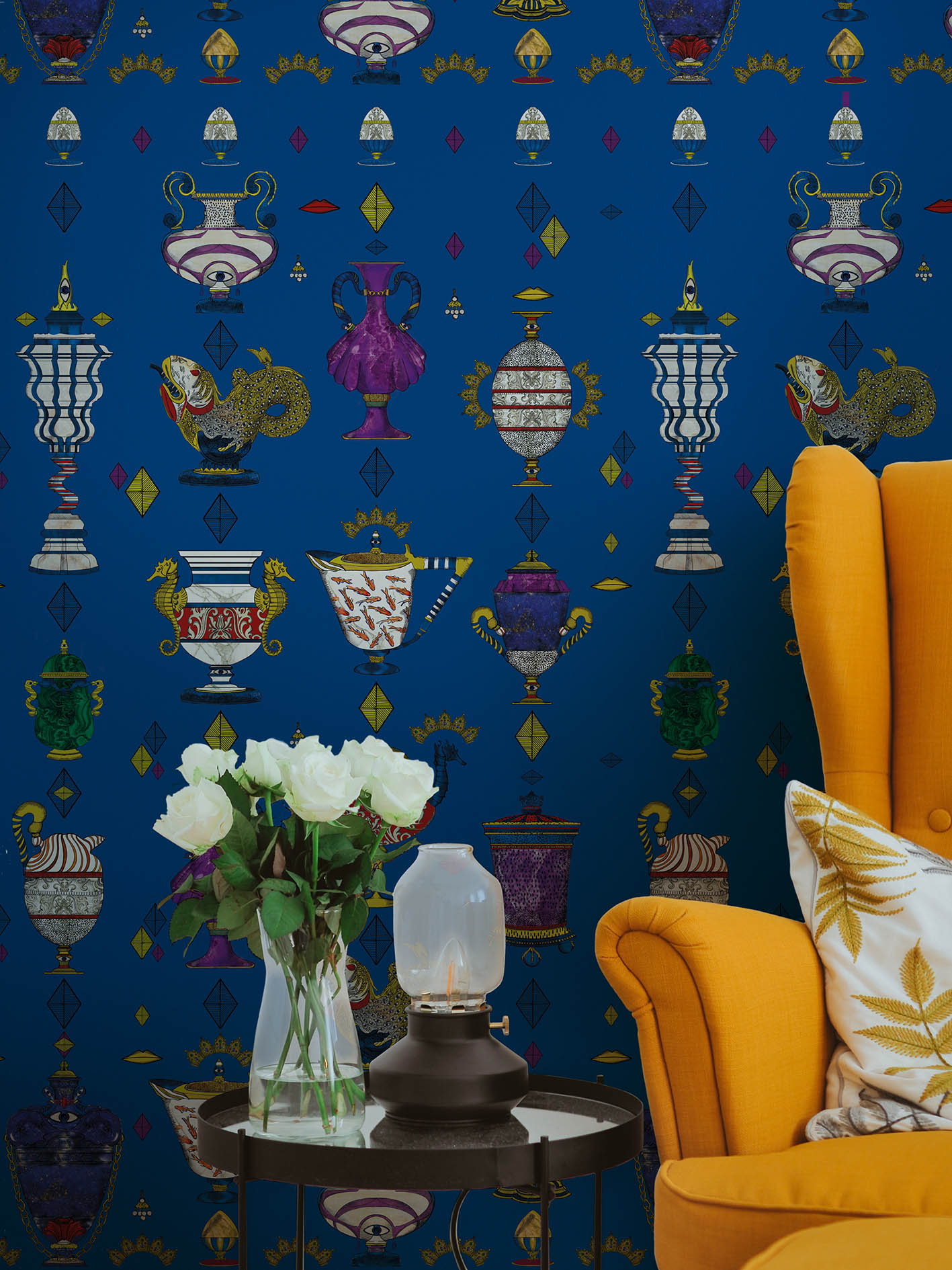 Ludovica-Electric-Blue-MaVoix-Wallpaper-living-room-corner