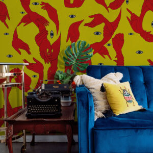 Uno-Nessuno-FLUO-wallpaper-MaVoix-living-room-interior-corner