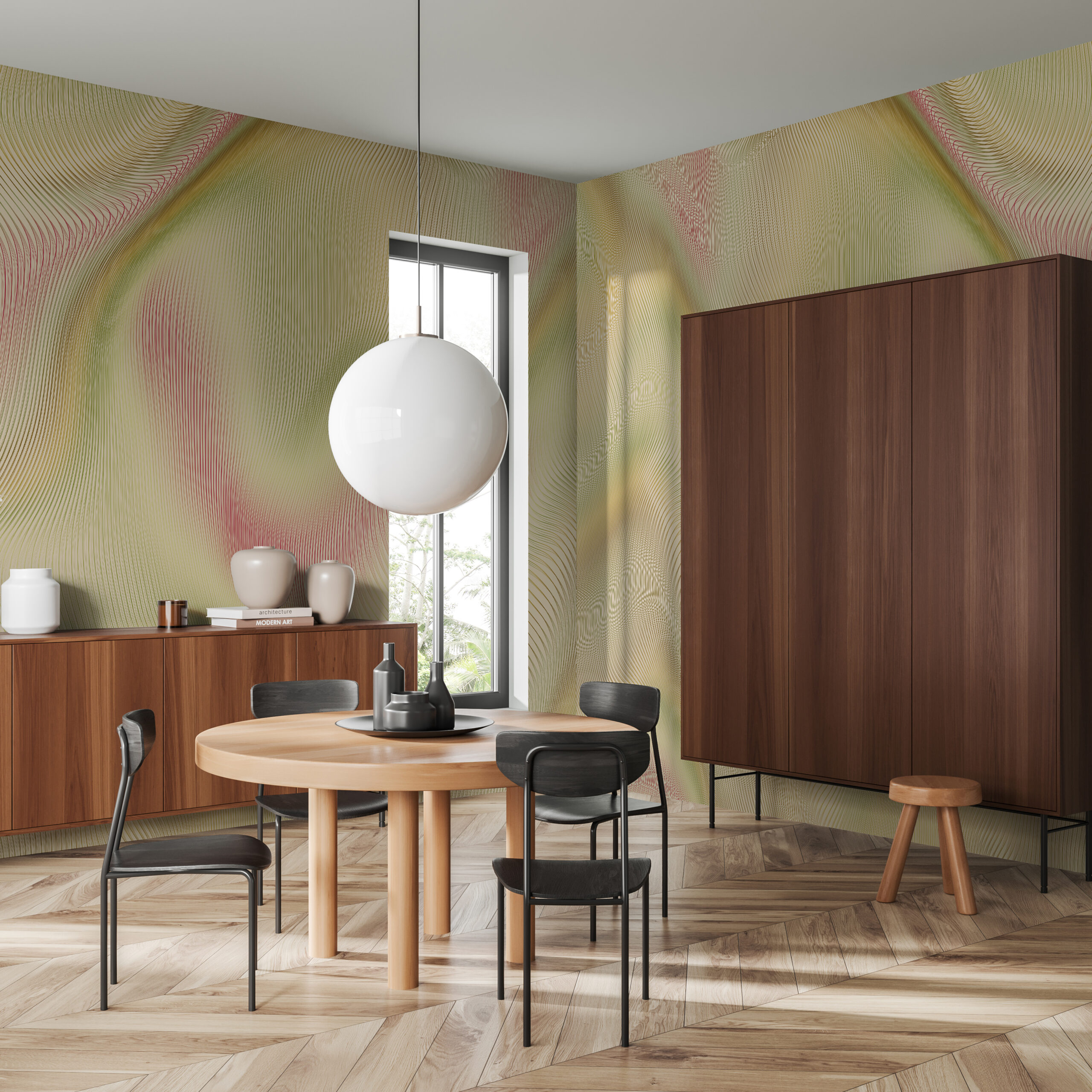 Interferenze-Lime-MaVoix-wallpaper-by-Studio-Lievito-pattern-Collezione-Racconti-villa-interior