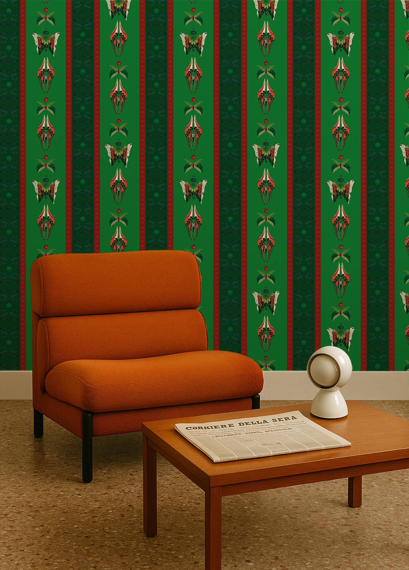 Bugs Lines Jade | Wallpaper โ carta da parati MaVoix by Fanny Garnichat