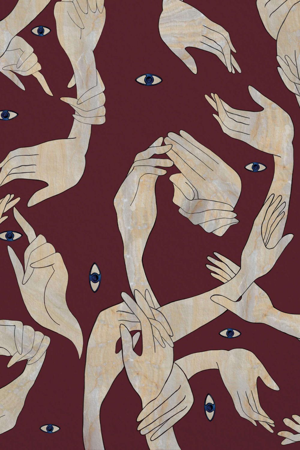 Uno, Nessuno Red Classic Burgundy | Wallpaper — carta da parati MaVoix by Marika Tardio
