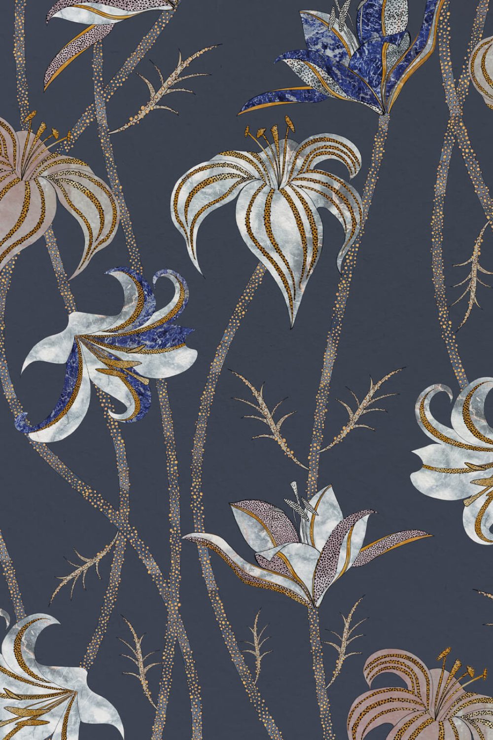 Fiori Blu Ardesia | Wallpaper — carta da parati MaVoix by Marika Tardio