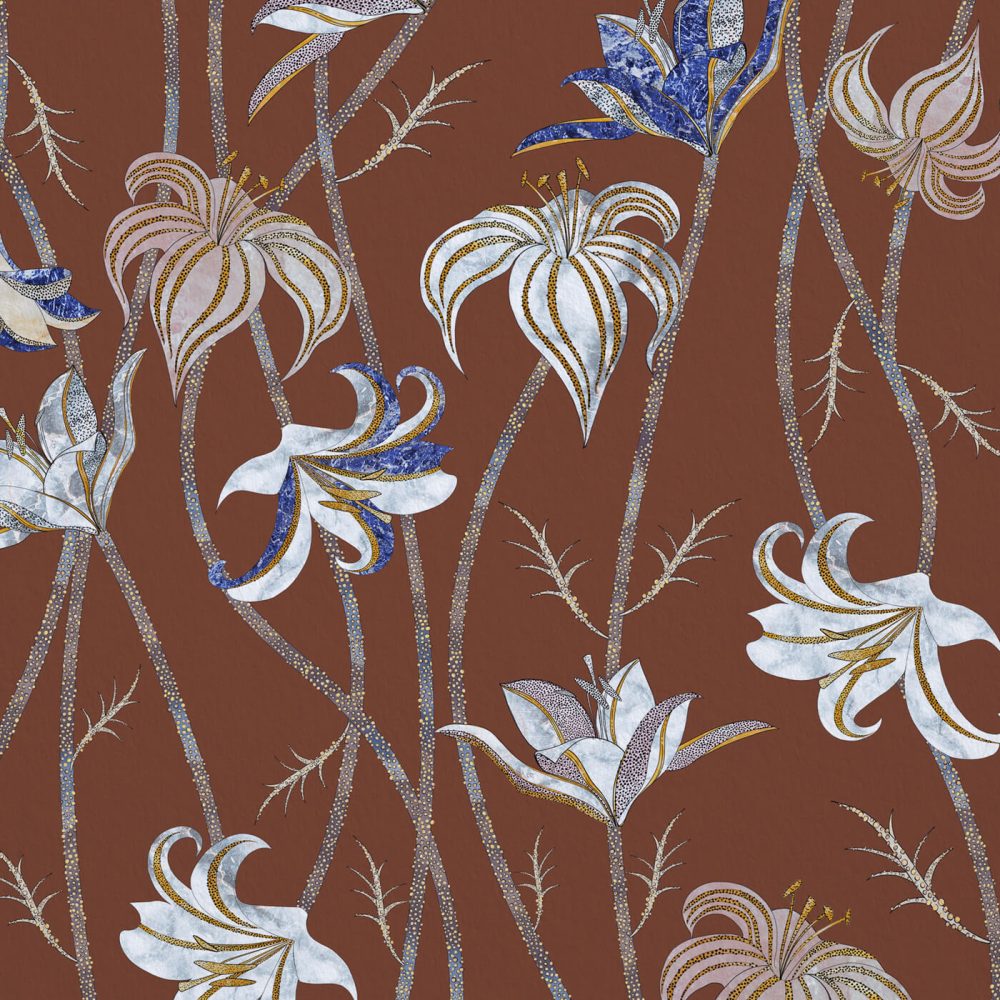 Fiori Terracotta | Wallpaper — carta da parati MaVoix by Marika Tardio