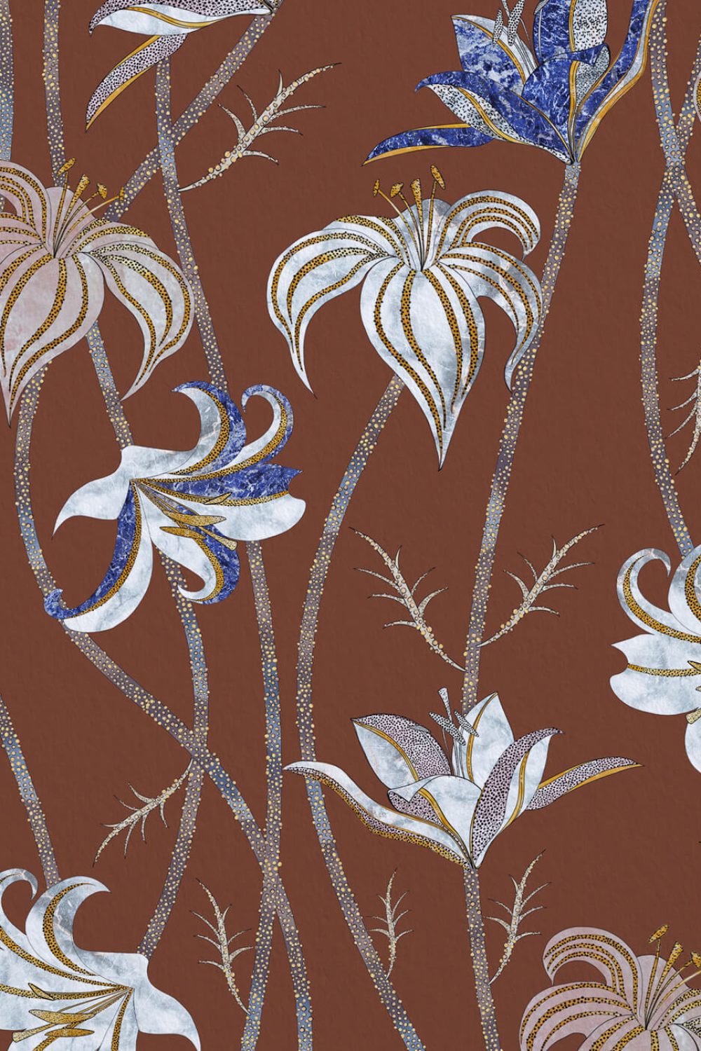 Fiori Terracotta | Wallpaper — carta da parati MaVoix by Marika Tardio