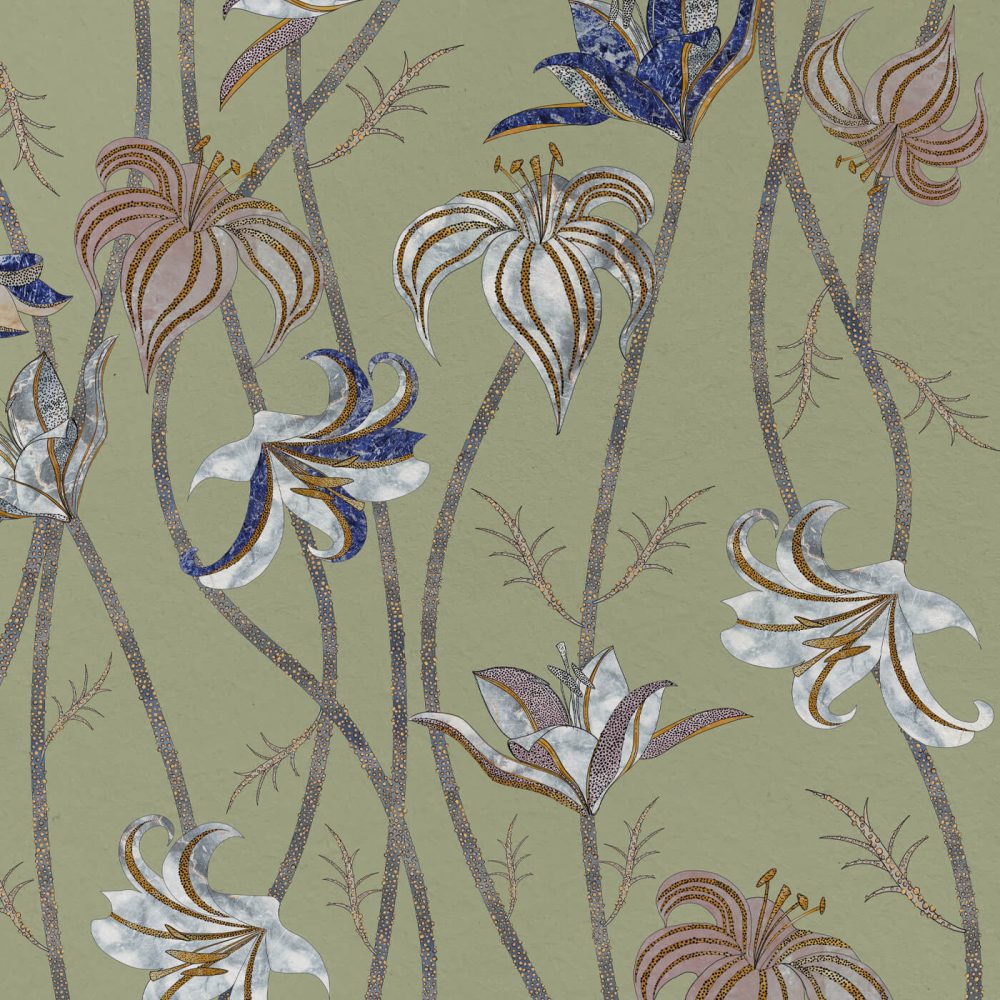 Fiori Verde Salvia | Wallpaper — carta da parati MaVoix by Marika Tardio