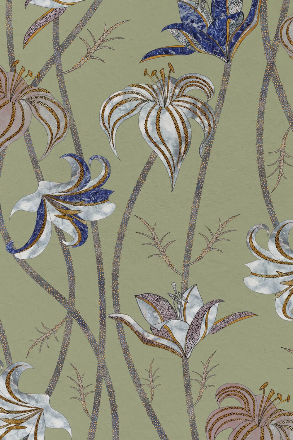 Fiori Verde Salvia | Wallpaper — carta da parati MaVoix by Marika Tardio