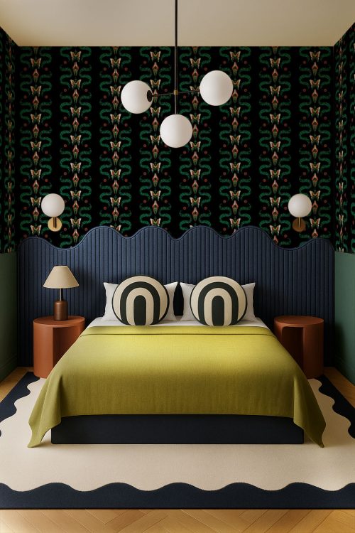 Zigzag Bugs Onyx | Wallpaper — carta da parati MaVoix by Fanny Garnichat
