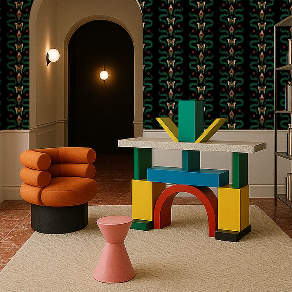 Zigzag Bugs Onyx | Wallpaper — carta da parati MaVoix by Fanny Garnichat
