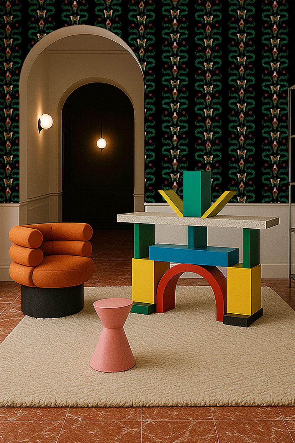 Zigzag Bugs Onyx | Wallpaper — carta da parati MaVoix by Fanny Garnichat