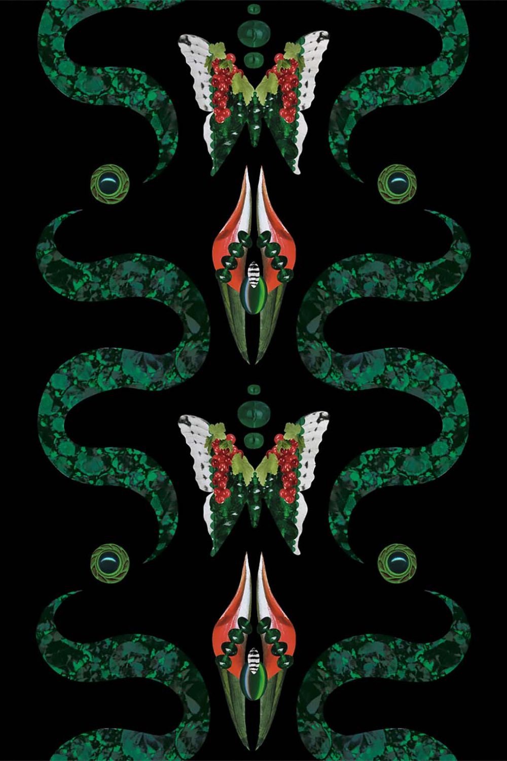 Zigzag Bugs Onyx | Wallpaper — carta da parati MaVoix by Fanny Garnichat