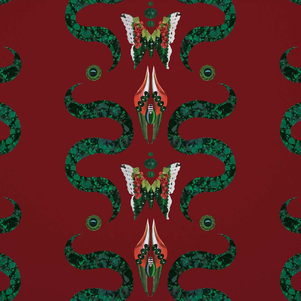 Zigzag Bugs Ruby | Wallpaper — carta da parati MaVoix by Fanny Garnichat