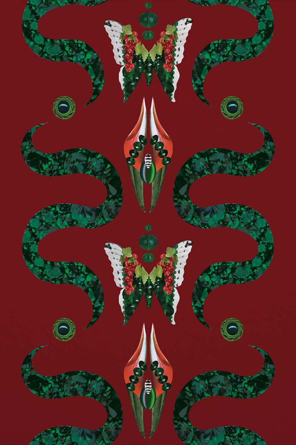 Zigzag Bugs Ruby | Wallpaper — carta da parati MaVoix by Fanny Garnichat