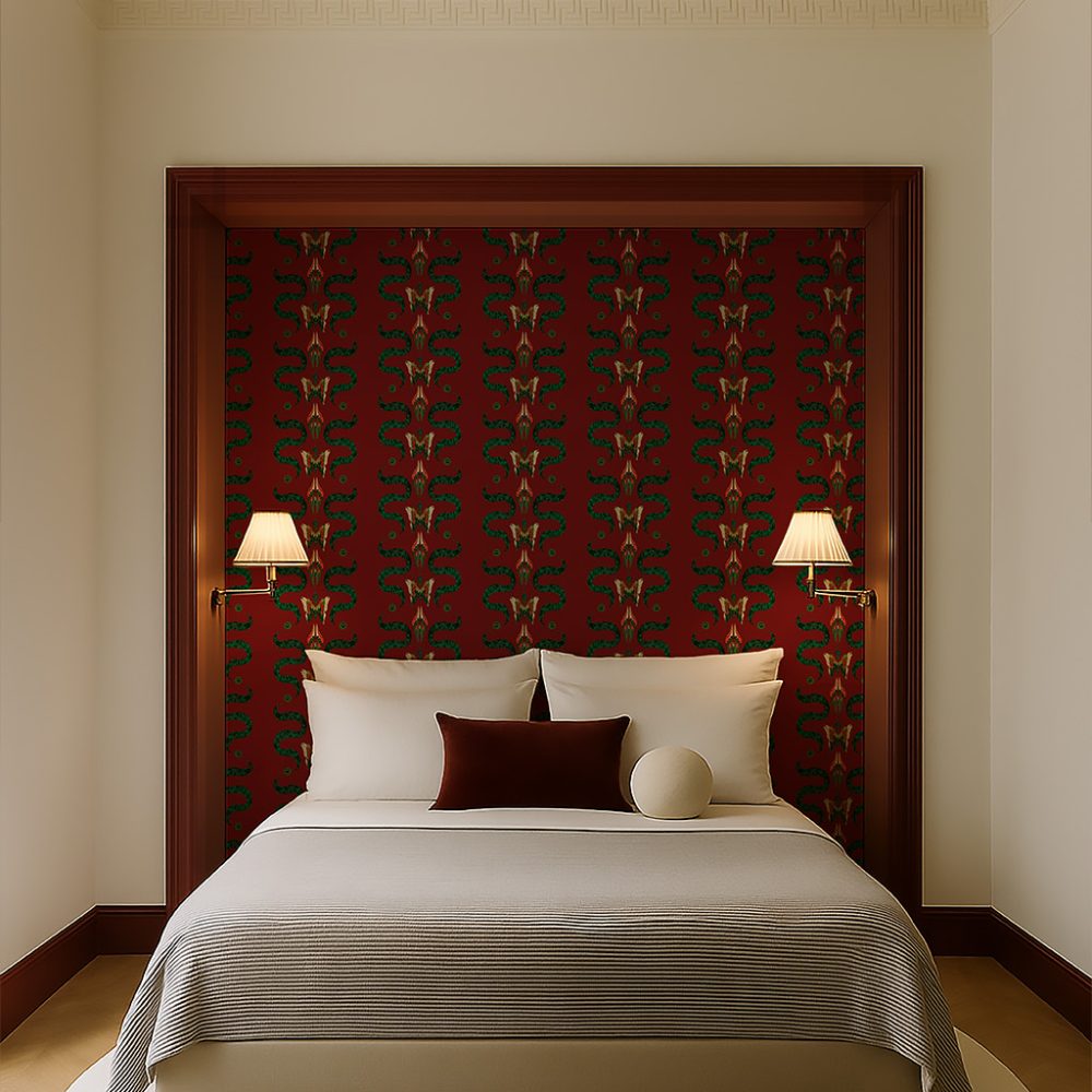 Zigzag Bugs Ruby | Wallpaper — carta da parati MaVoix by Fanny Garnichat
