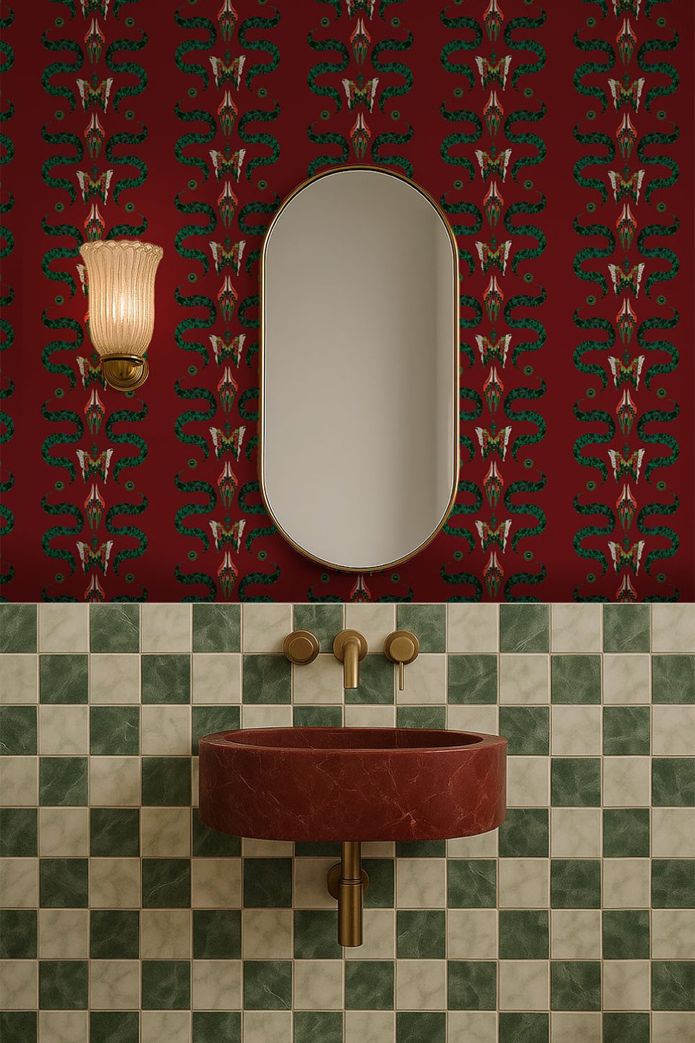 Zigzag Bugs Ruby | Wallpaper — carta da parati MaVoix by Fanny Garnichat