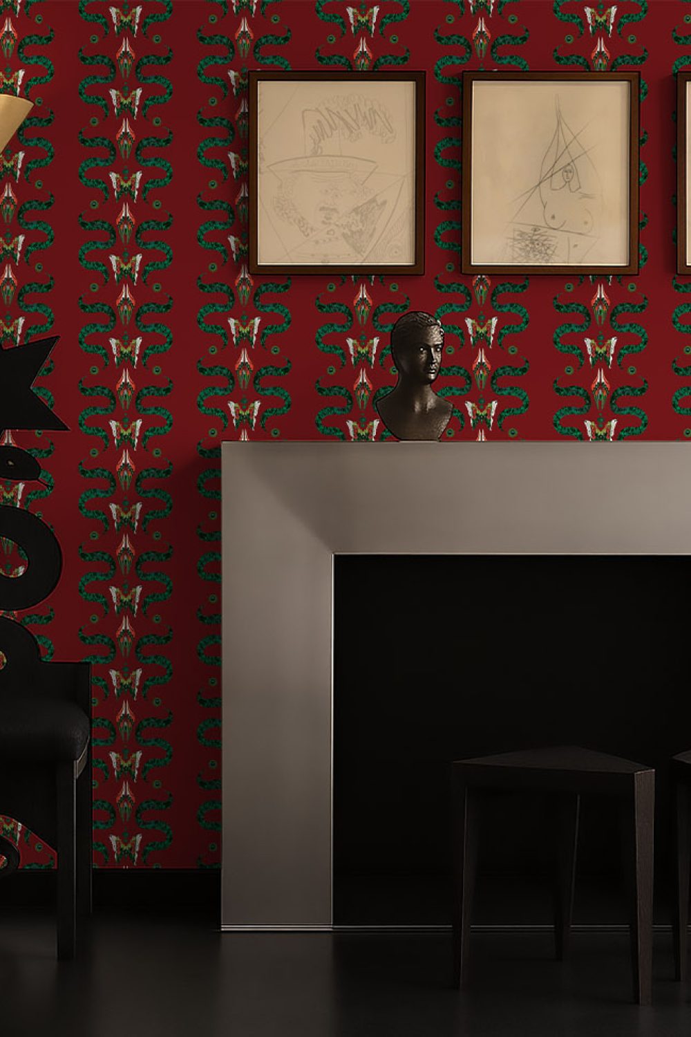 Zigzag Bugs Ruby | Wallpaper — carta da parati MaVoix by Fanny Garnichat