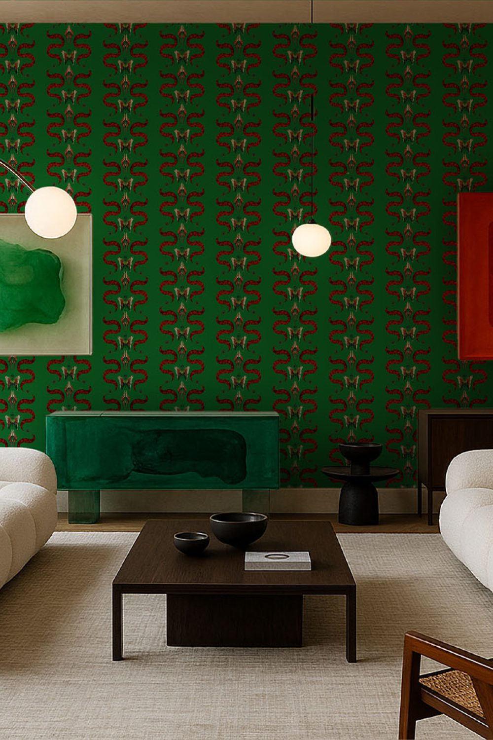 Zigzag Bugs Jade | Wallpaper — carta da parati MaVoix by Fanny Garnichat