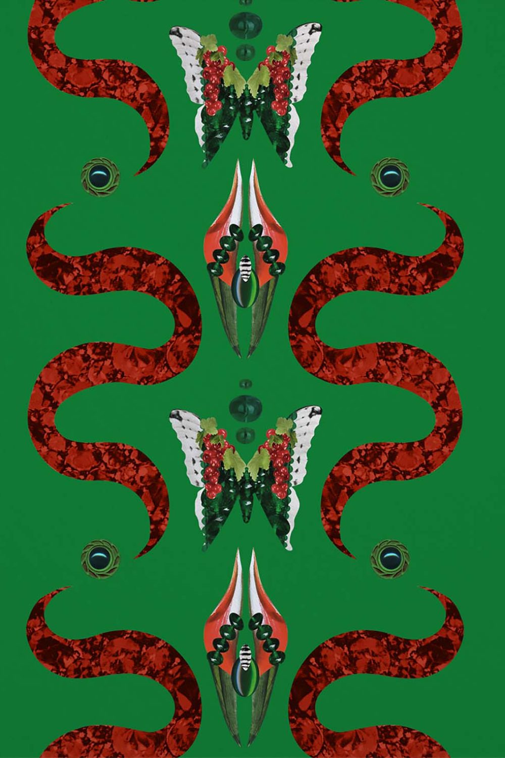 Zigzag Bugs Jade | Wallpaper — carta da parati MaVoix by Fanny Garnichat
