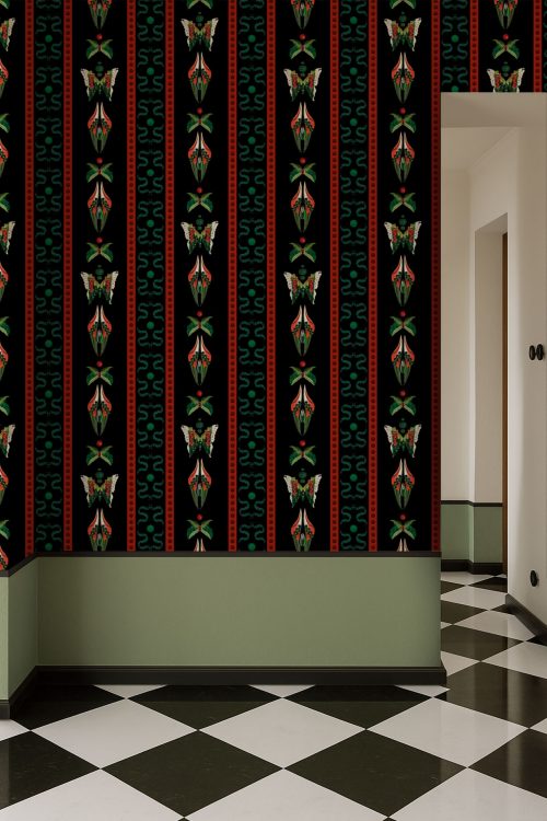 Bugs Lines Onyx | Carta da parati — carta da parati MaVoix by Fanny Garnichat