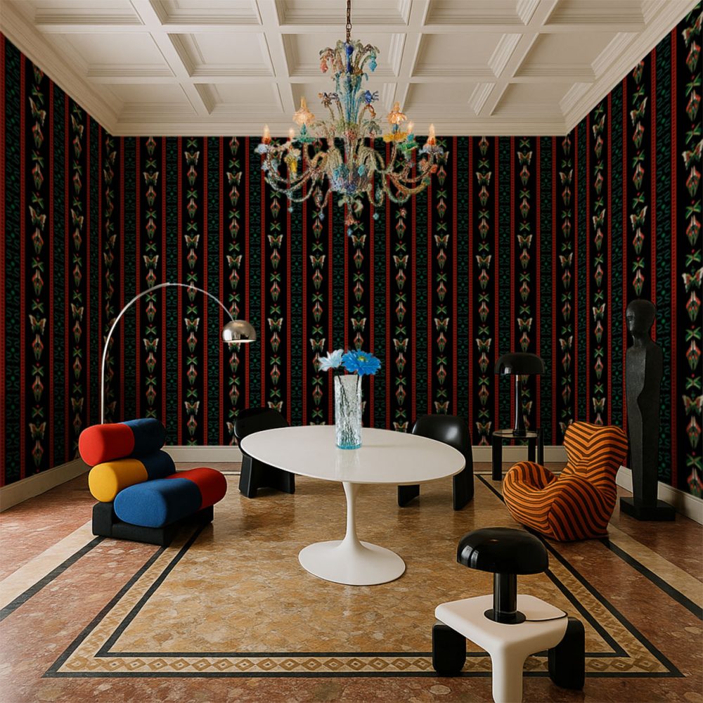 Bugs Lines Onyx | Wallpaper — carta da parati MaVoix by Fanny Garnichat