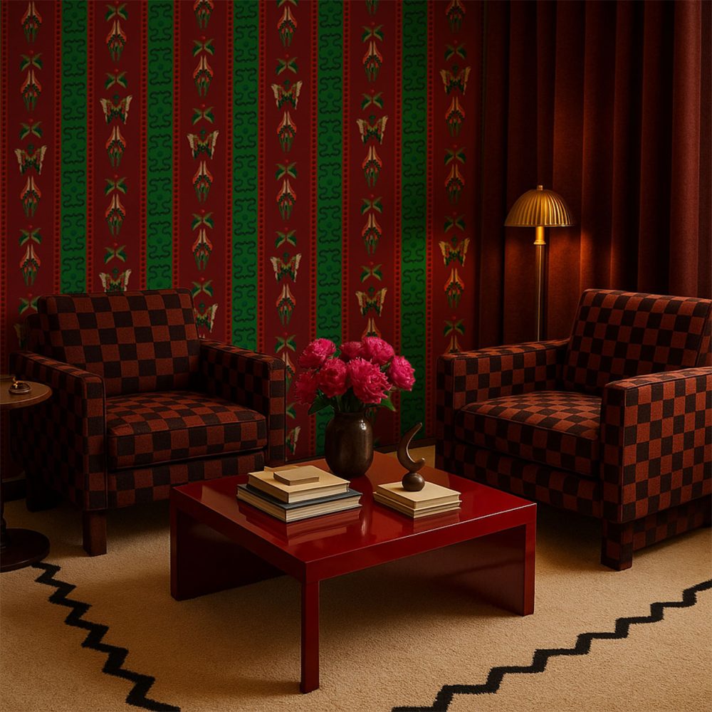 Bugs Lines Ruby | Wallpaper — carta da parati MaVoix by Fanny Garnichat