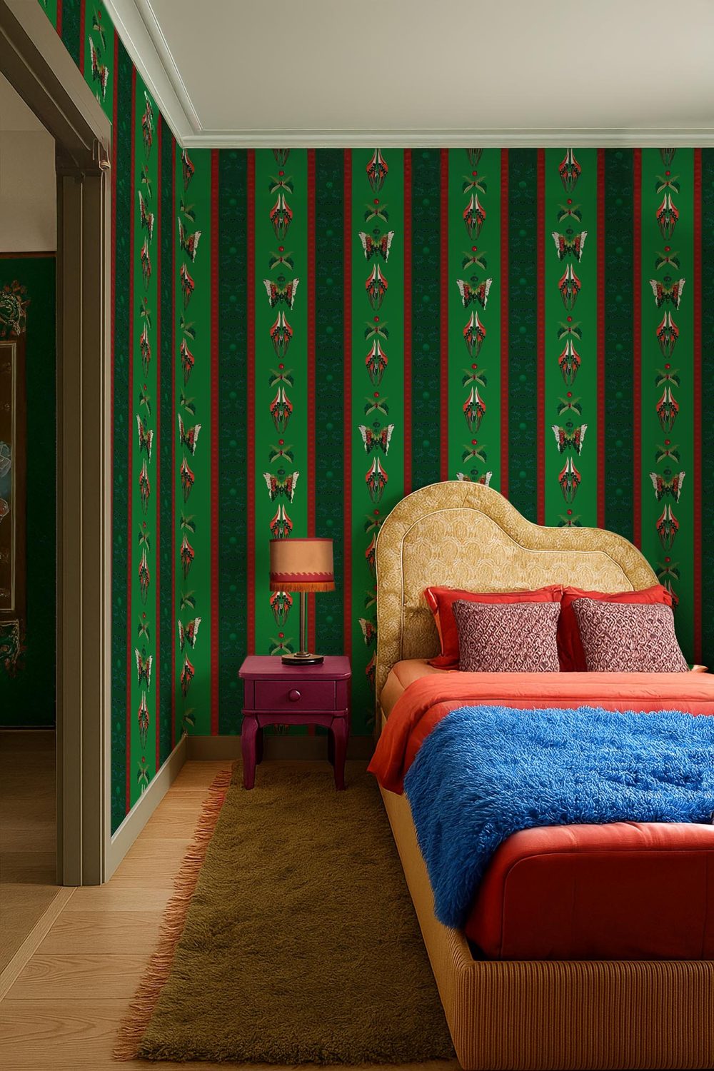 Bugs Lines Jade | Wallpaper — carta da parati MaVoix by Fanny Garnichat