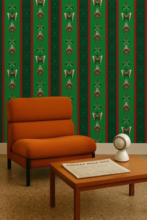 Bugs Lines Jade | Wallpaper — carta da parati MaVoix by Fanny Garnichat