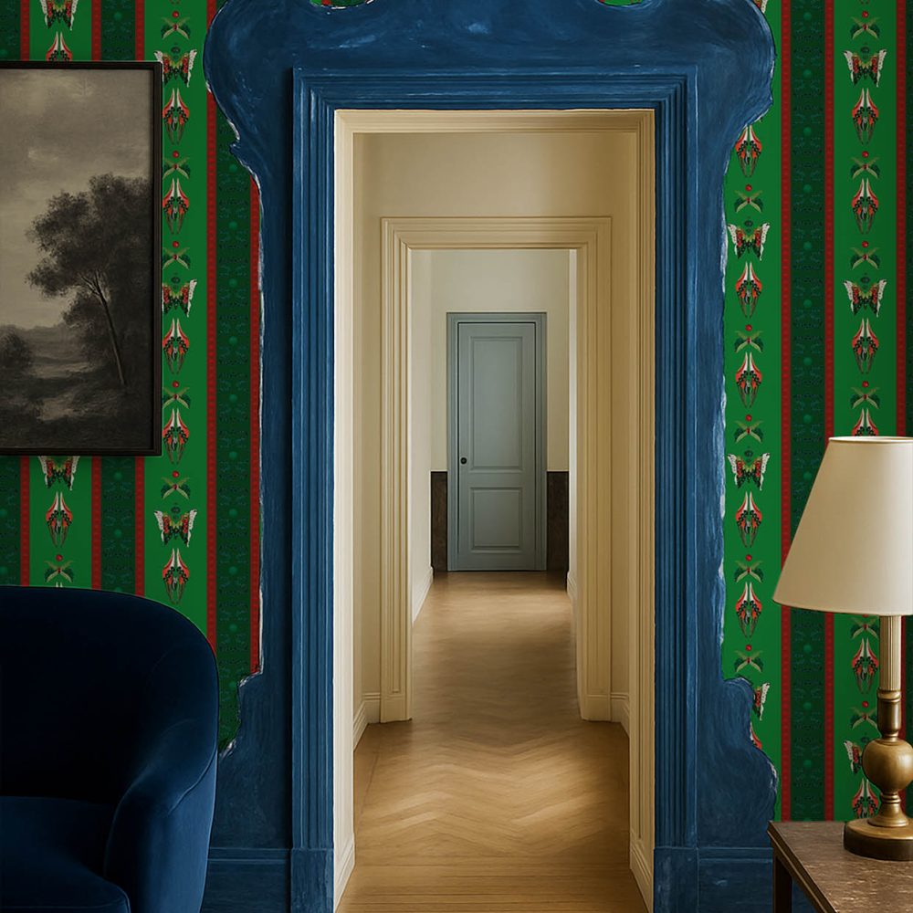 Bugs Lines Jade | Wallpaper — carta da parati MaVoix by Fanny Garnichat