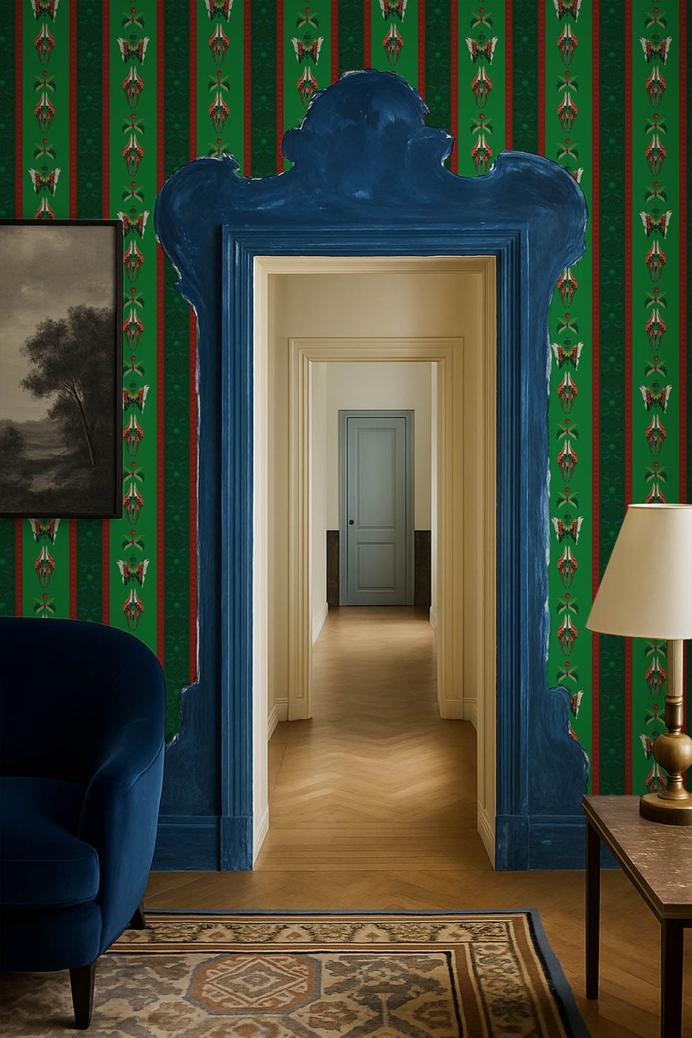 Bugs Lines Jade | Wallpaper — carta da parati MaVoix by Fanny Garnichat