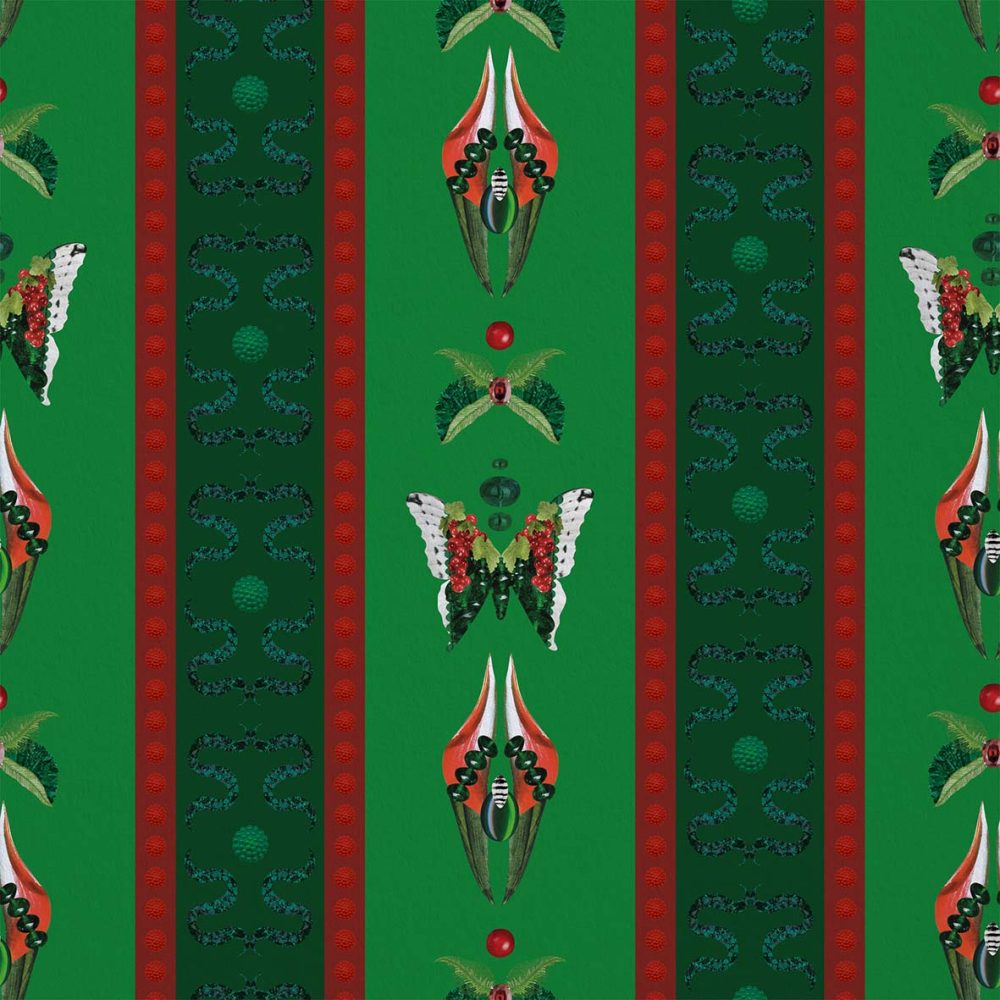 Bugs Lines Jade | Wallpaper — carta da parati MaVoix by Fanny Garnichat