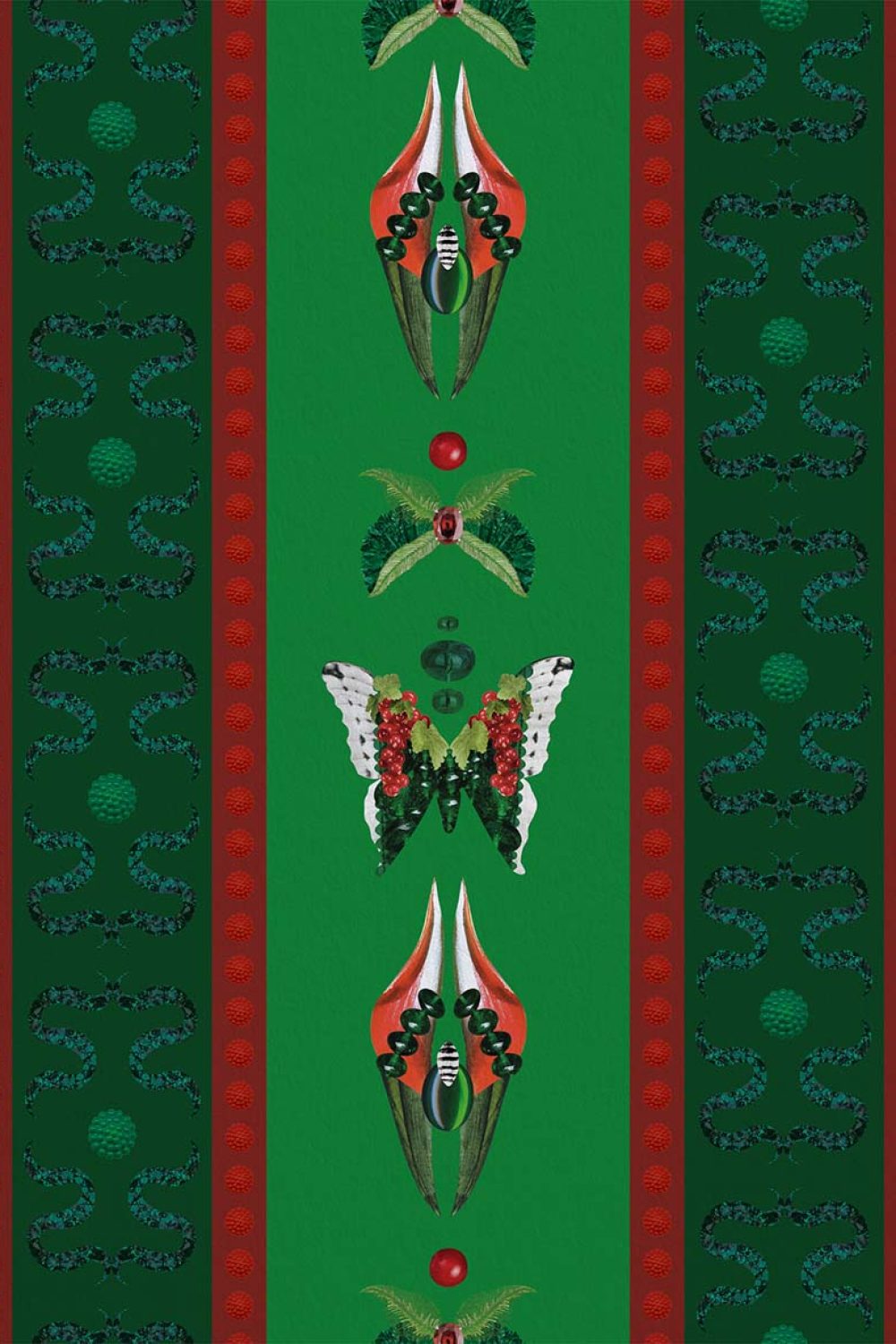 Bugs Lines Jade | Wallpaper — carta da parati MaVoix by Fanny Garnichat