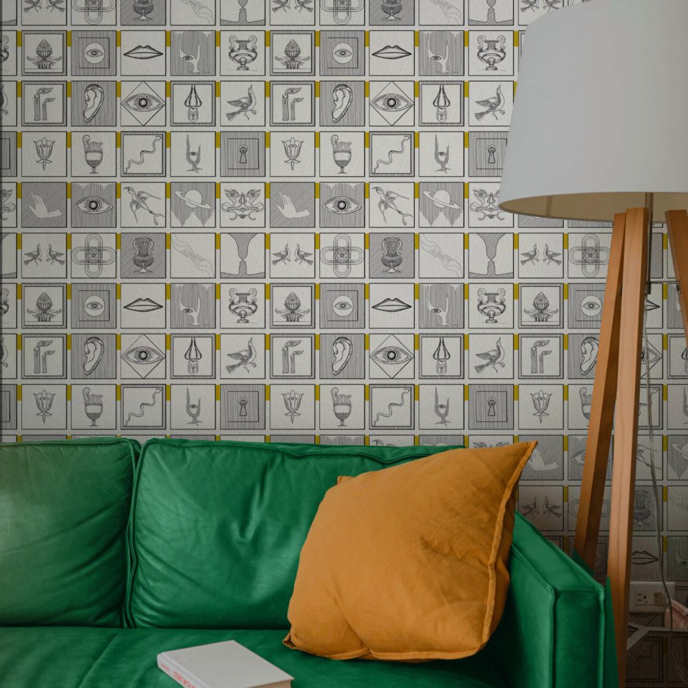 Alchemici Bianco & Giallo Zafferano | Wallpaper — carta da parati MaVoix by Marika Tardio