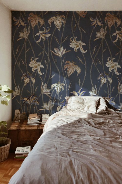 Fiori Blu Ardesia | Wallpaper — carta da parati MaVoix by Marika Tardio