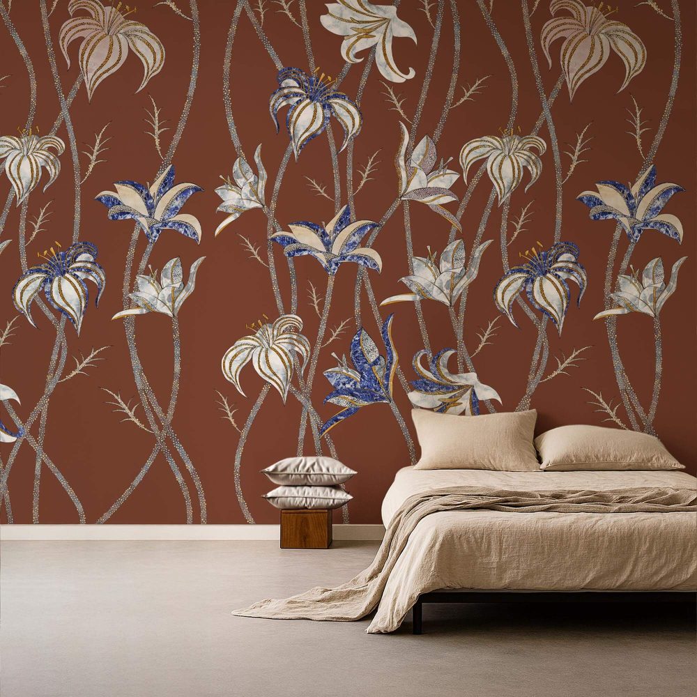 Fiori Terracotta | Wallpaper — carta da parati MaVoix by Marika Tardio