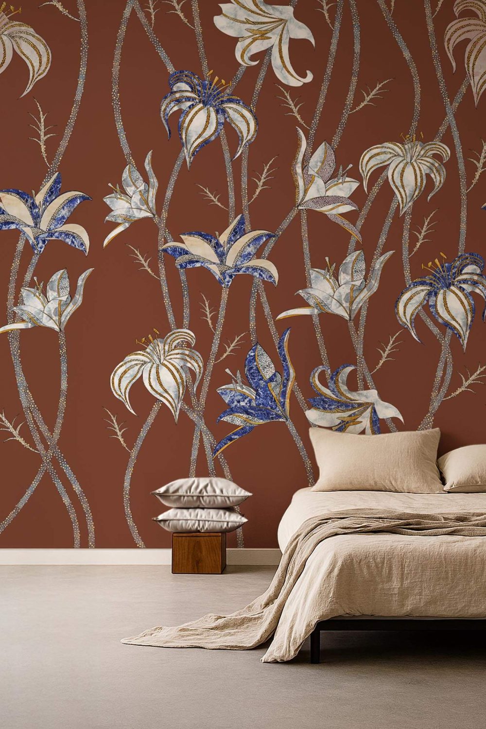 Fiori Terracotta | Wallpaper — carta da parati MaVoix by Marika Tardio